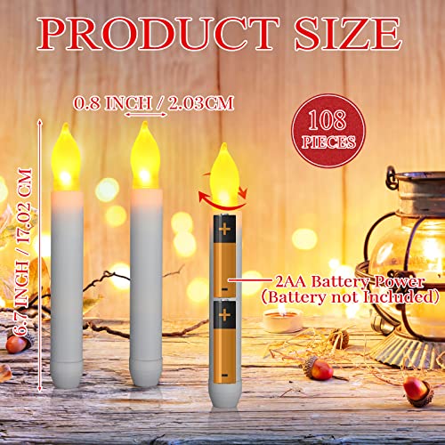 Macarrie Flameless LED Taper Candles 108 Pieces White Safe Home Decor