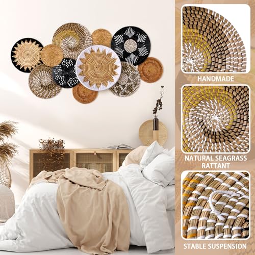 11 Pcs Boho Woven Wall Basket Decor Handmade Rustic Wall Art Set - Stylish