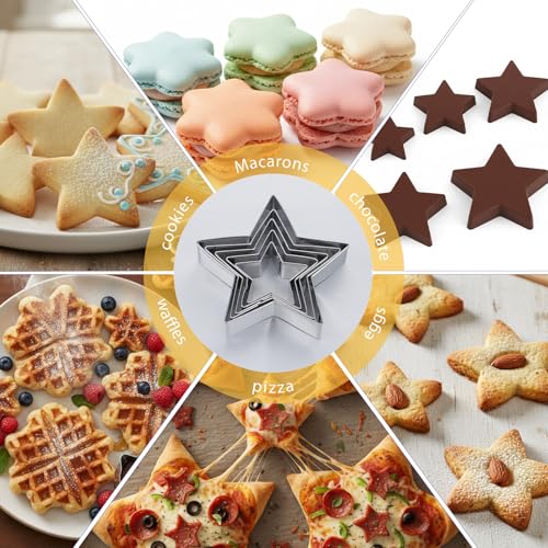 5-Piece Stainless Steel Star Cookie Cutter Set - Baking & Craft Shapes