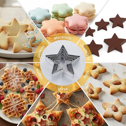 5-Piece Stainless Steel Star Cookie Cutter Set - Baking & Craft Shapes