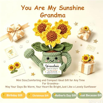 Grandma Gift Sunflower Crochet Plant - Handmade Inspirational Decor