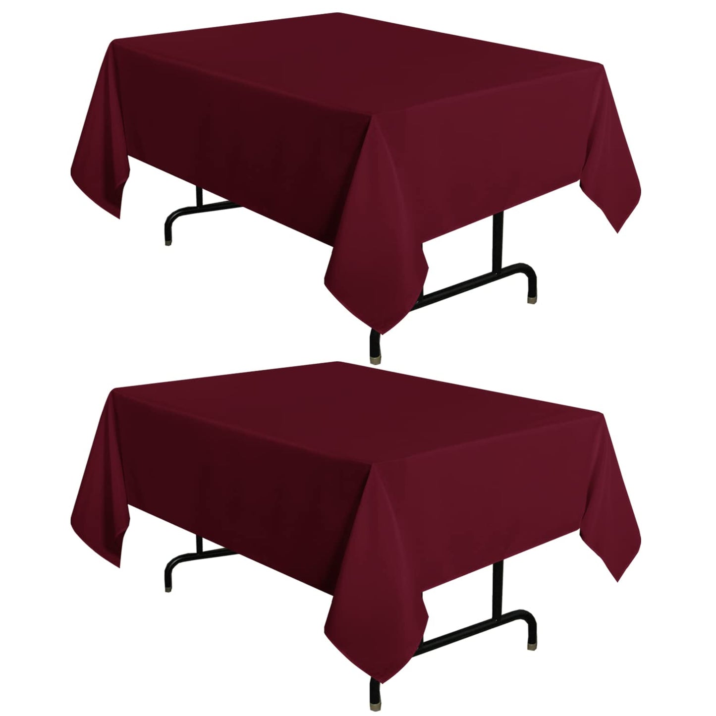 sancua 2 Pack Burgundy Tablecloth 54 x 54 Inch, Stain and Wrinkle Resistant Square Table Cloth - Washable Polyester Table Cover for Dining Table, Buffet Parties and Camping