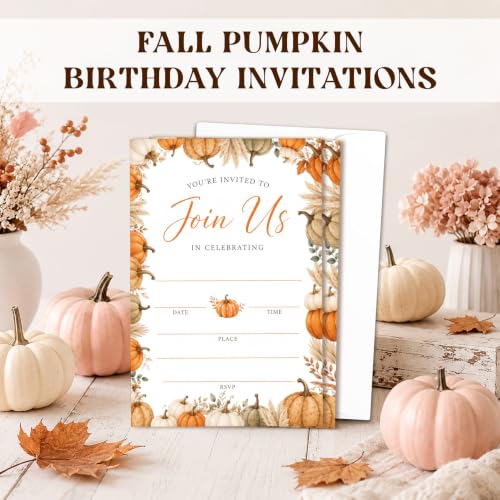 Fall Pumpkins Party Invitations with Envelopes - Pumpkin Design
