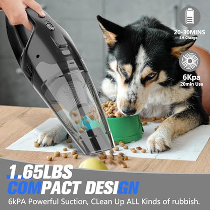 Cordless Handheld Vacuum Cleaner with 12kPa Suction, 25-Minute Runtime