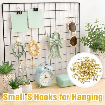 50 Pack Small Metal S Hooks - 1 Inch Gold Hanging Hooks for Organization