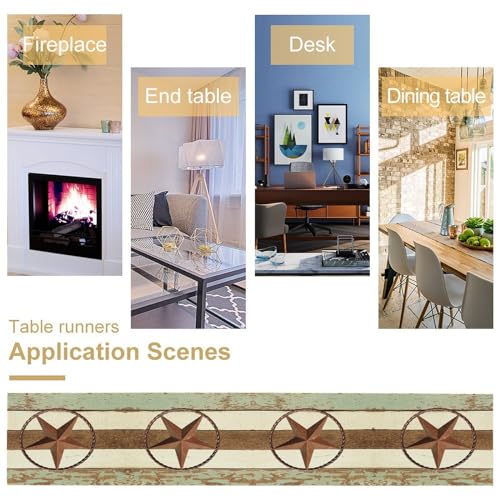 Farmhouse Cowboy Table Runner 13x36 Inches - Barn Star Decor for Home & Holiday