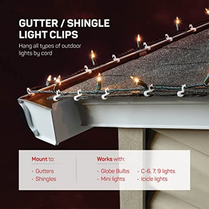 Christmas Light Clips Set of 200 - Gutter & Shingle Mounts - Variation 1