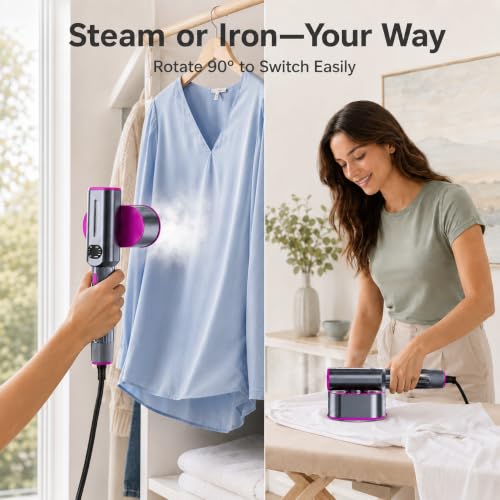 Portable Travel Clothes Steamer 1200W 2-in-1 Iron with 7 Modes