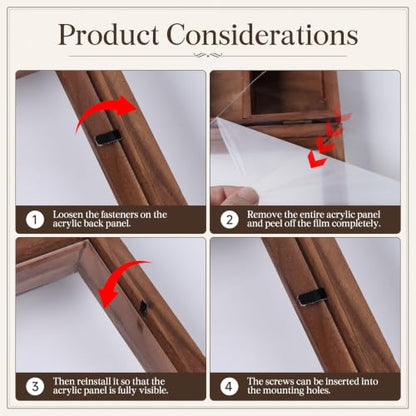 Aulin Rustic Wooden Shadow Box with Acrylic Door - 10x15 Inch Display Shelf