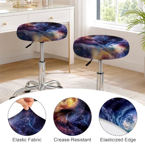 Nebula Sky 12-15in Stretch Washable Round Bar Stool Covers Set of 4
