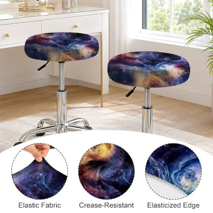 Nebula Sky 12-15in Stretch Washable Round Bar Stool Covers Set of 4