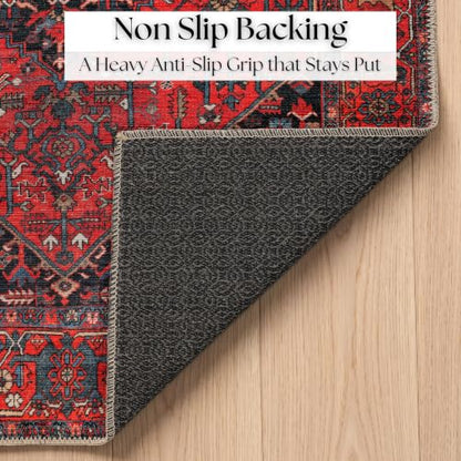 Aura Washable 2x3 Entryway Rug - Turkish Boho Burgundy Red Rust
