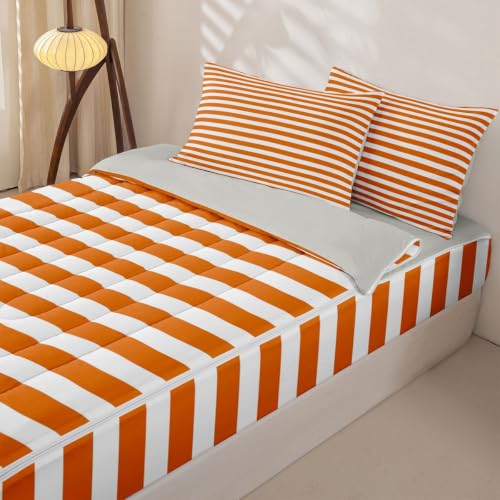 Kids Zipper Bedding Set Twin Orange with Comforter Pillowcases & Fitted Sheet