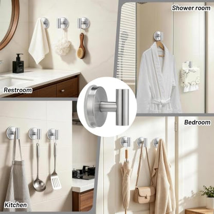Stainless Steel Shower Suction Cup Hooks Brushed Nickel 2 Pack No Drill