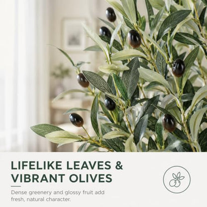 Artificial Olive Tree 7FT Indoor Faux Tree with Green Leaves - Olive Green / 10in