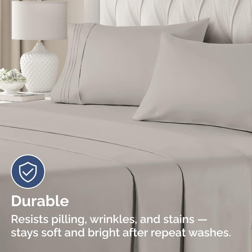 Skiennix Standard Pillow Cases Set of 4 - Ultra Soft Hotel Quality Covers - Machine Washable Light Grey