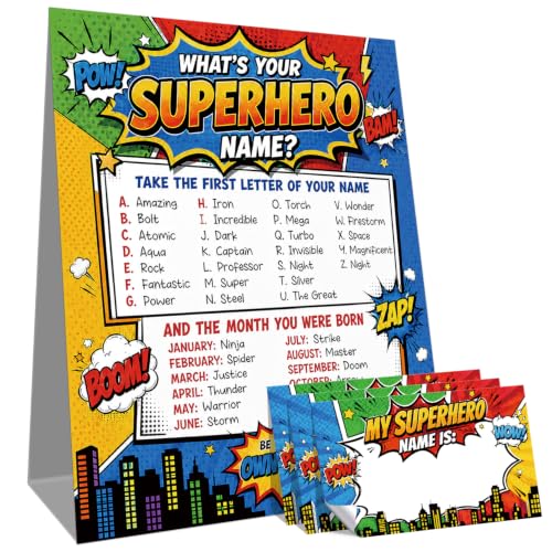 What Is Your Superhero Name Game Birthday Party Game Set - Variation 3