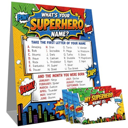 What Is Your Superhero Name Game Birthday Party Game Set - Variation 3