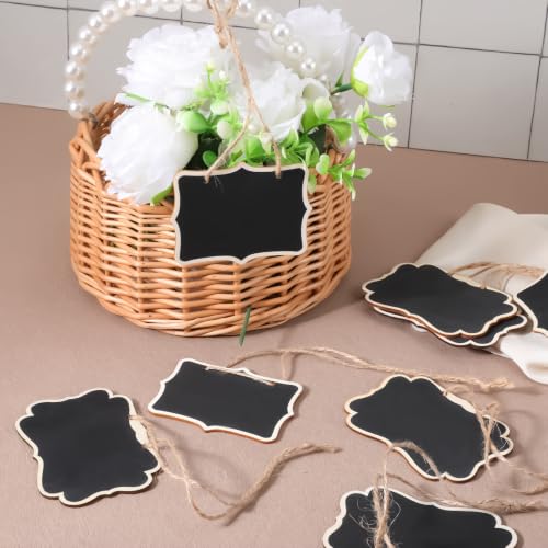 Mini Wooden Chalkboard Signs with String - 10 Pack for Party & Home Decor