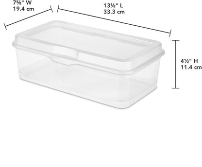 Sterilite 6-Pack Rectangular Clear Plastic Storage Boxes - Stackable Flip-Top Organizers for Crafts, Photos & More