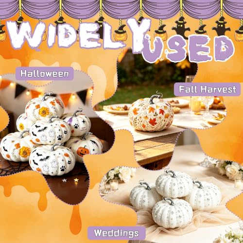 Large White Foam Pumpkins for Fall Decor Halloween Thanksgiving 7.9 Inch