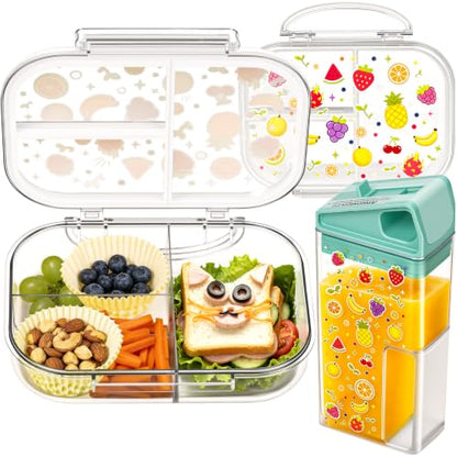Kids Tritan Plastic Bento Box & Water Bottle Set - Red & Yellow Fruit Print