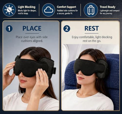Travel Pillow with Eye Mask - Adjustable Neck Support for Airplanes & Long Trips