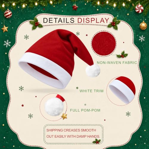 Christmas Santa Hat Bulk 10 Thickened Red Felt Holiday Party Accessories