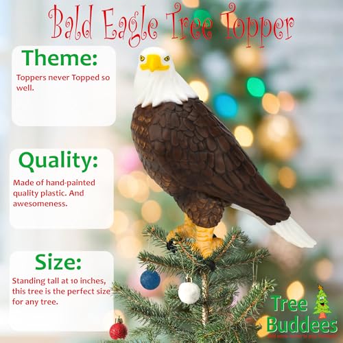 Large Patriotic Bald Eagle Christmas Tree Topper - 10 Inch USA Holiday Decor