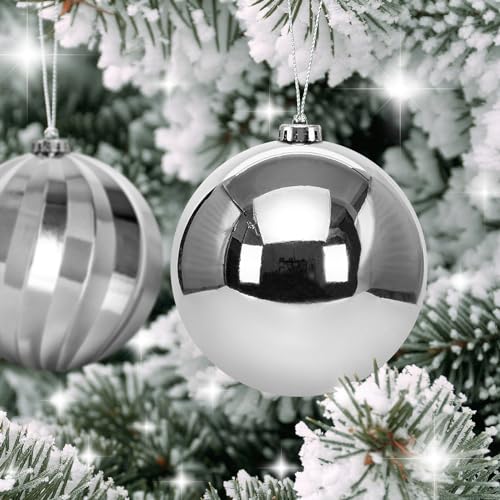 Silver Large Christmas Ornament Balls - 6 Inch Shatterproof Outdoor Holiday Decor (6 Pack) - Variation of THIS listing