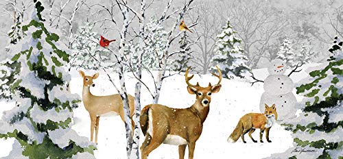 Christmas Greeting Card Set with Glitter Embellishments and Full Color Inside Designs - 14 Long Cards & Envelopes