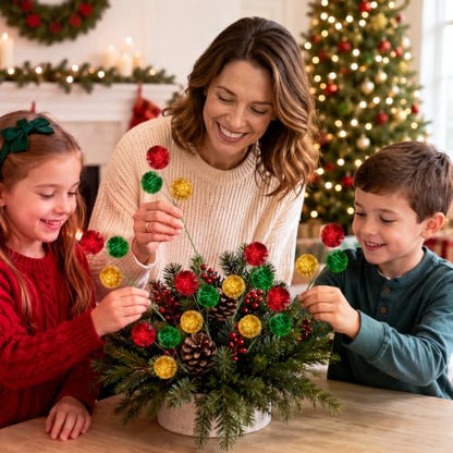 12 Pack Christmas Tree Picks Decor - Red Gold Green 8 Inch Holiday Accessories