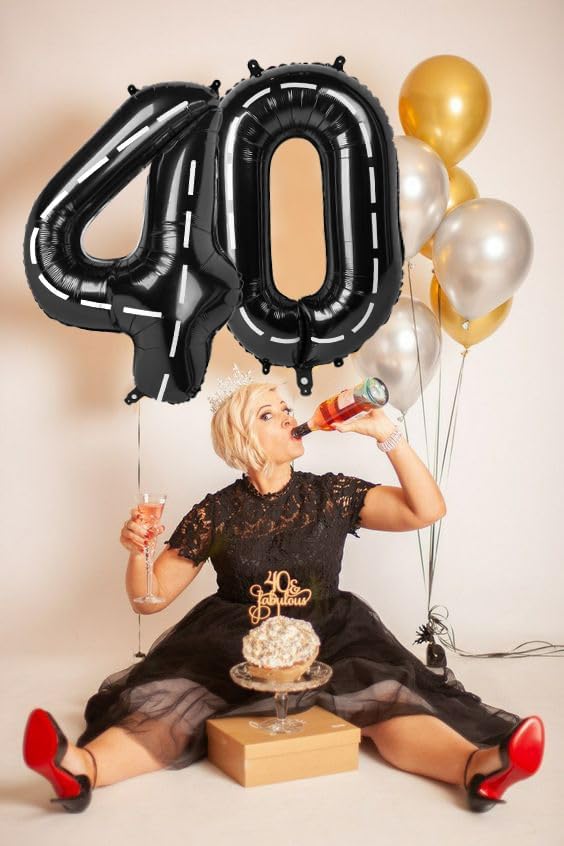 Number 0 Balloons - 40 Inch Black Number Balloons for Birthday, Wedding, Baby Shower Celebrations
