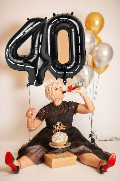 Number 0 Balloons - 40 Inch Black Number Balloons for Birthday, Wedding, Baby Shower Celebrations