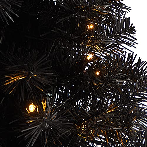 2ft Black Artificial Christmas Tree with 35 LED Lights - Pre-Lit Holiday Decor