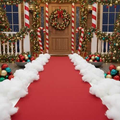Boao Red Carpet Runner for Weddings and Events, 65 ft Long, Fake Snow Decor