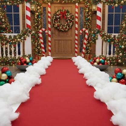 Boao Red Carpet Runner for Weddings and Events, 65 ft Long, Fake Snow Decor