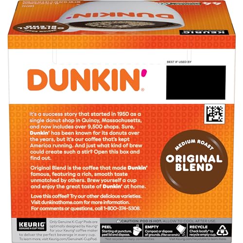 Dunkin' Original Blend Coffee, Medium Roast, Keurig K-Cup Pods, 44 Count Boxes (Pack of 4)