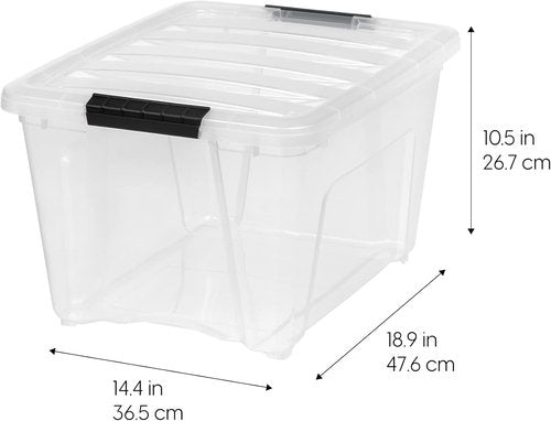 IRIS USA 32 QT Plastic Storage Box - BPA-Free, Stackable Containers with Lids - Clear | 6 Pack