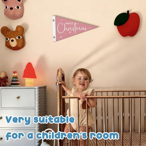 Christmas Kids Room Decoration Pink Merry Christmas Pennant Banner - Toddler Nursery Wall Decor - Variation of THIS listing