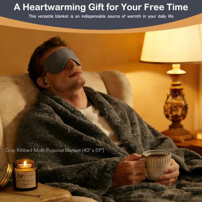 Get Well Care Package for Men & Women - Gray Gift Box with Blanket, Mug, Socks & More
