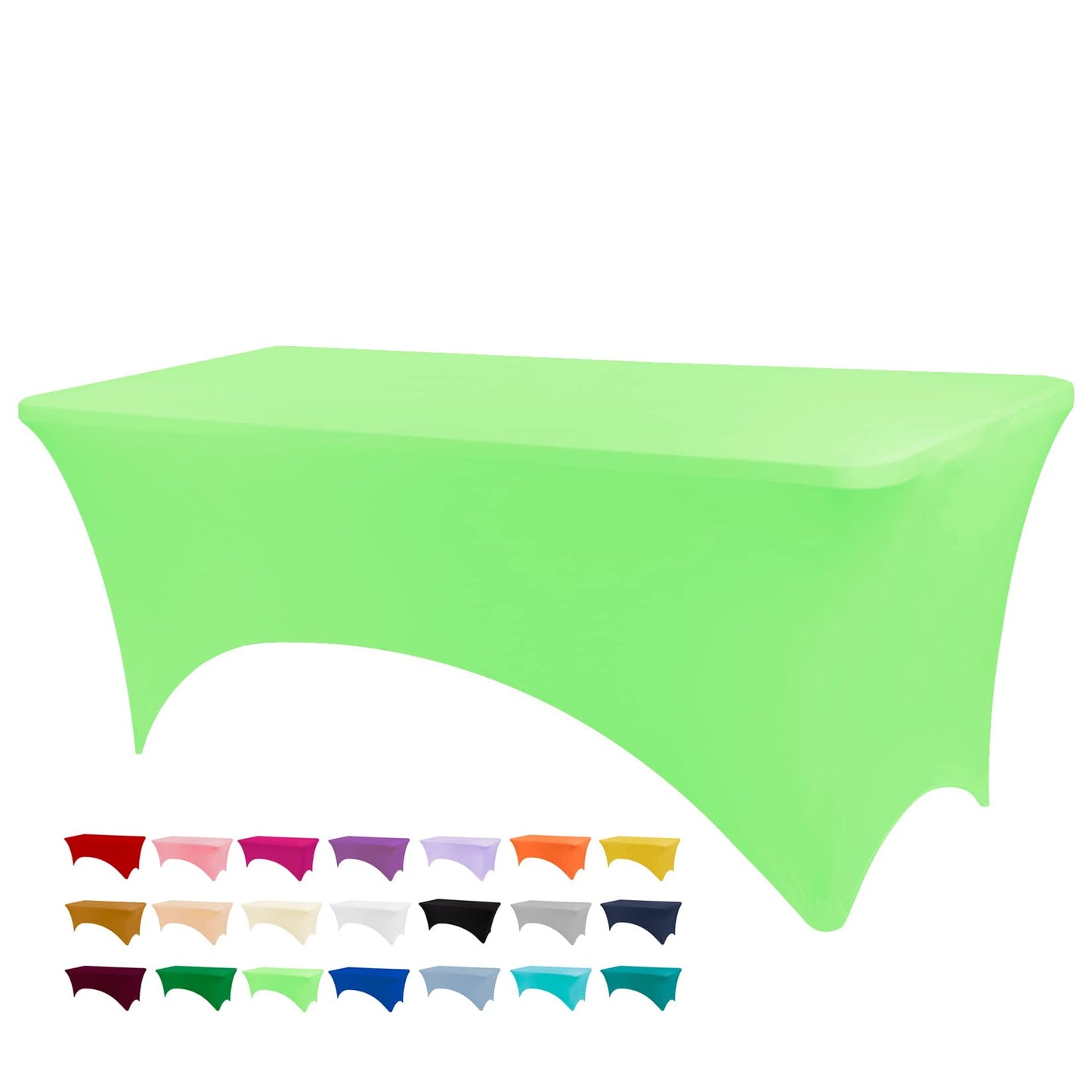 BDDC Table Covers for 6 Foot Tables, Spandex Table Covers 6ft, Light Green Table Cloths Rectangle 6ft for Events, Wedding, Banquets & Parties