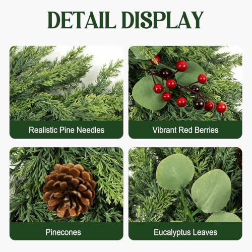 24-Inch Cedar Christmas Wreath with Pinecones - Artificial Holiday Decor - Variation of THIS listing