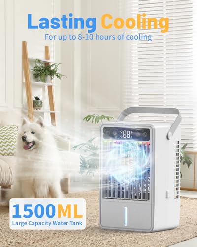 Off-White Portable 4-in-1 Evaporative Air Cooler with 1500ML Water Tank