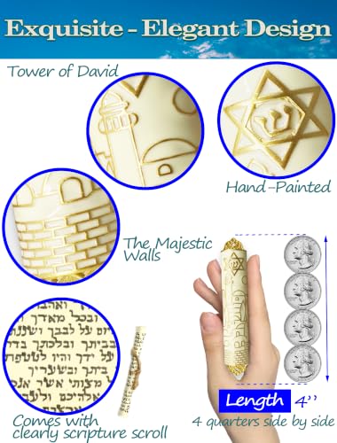 Enamel Mezuzah with Scroll - Modern Metal Door Decoration, 4 Inch