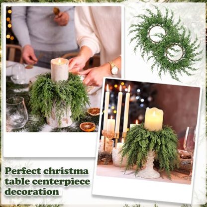6 Pcs Christmas Pine Draping Candle Rings - 2 Inch Classic Holiday Decor