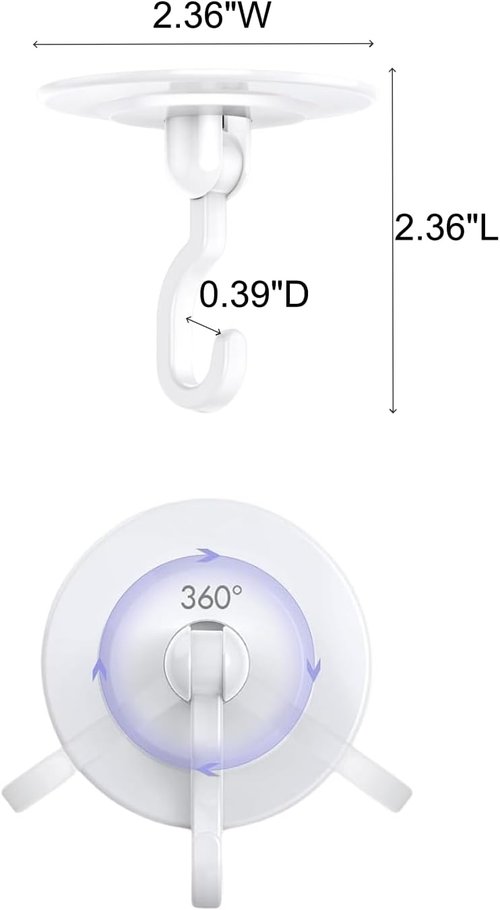 3M Command Hooks - Heavy Duty Adhesive Wall & Ceiling Decor - 4-Pack, 3 lbs Capacity, 360° Swivel
