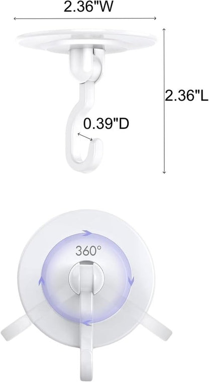 3M Command Hooks - Heavy Duty Adhesive Wall & Ceiling Decor - 4-Pack, 3 lbs Capacity, 360° Swivel