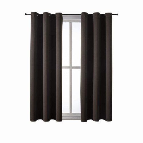 ChrisDowa Grommet Blackout Curtains for Bedroom and Living Room - 2 Panels Set Thermal Insulated Room Darkening Curtains (Brown, 42W x 63L)