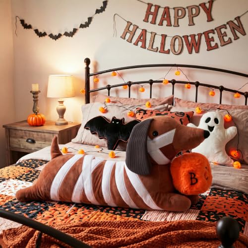 Halloween Mummy Dachshund Pillow - 19 Inch Cute Seasonal Dog Decor